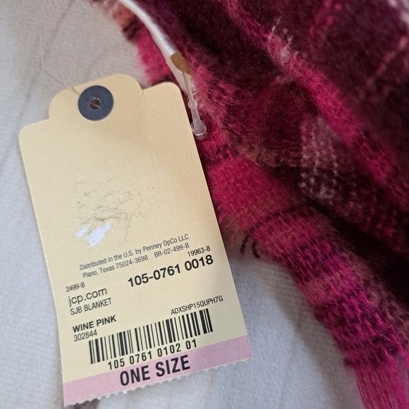 St John's Bay Wine Pink Plaid Scarf - Picture 4 of 6